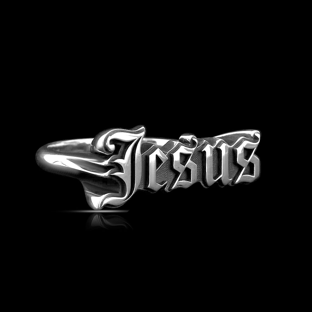 Custom Goth Name Ring - Sterling Silver