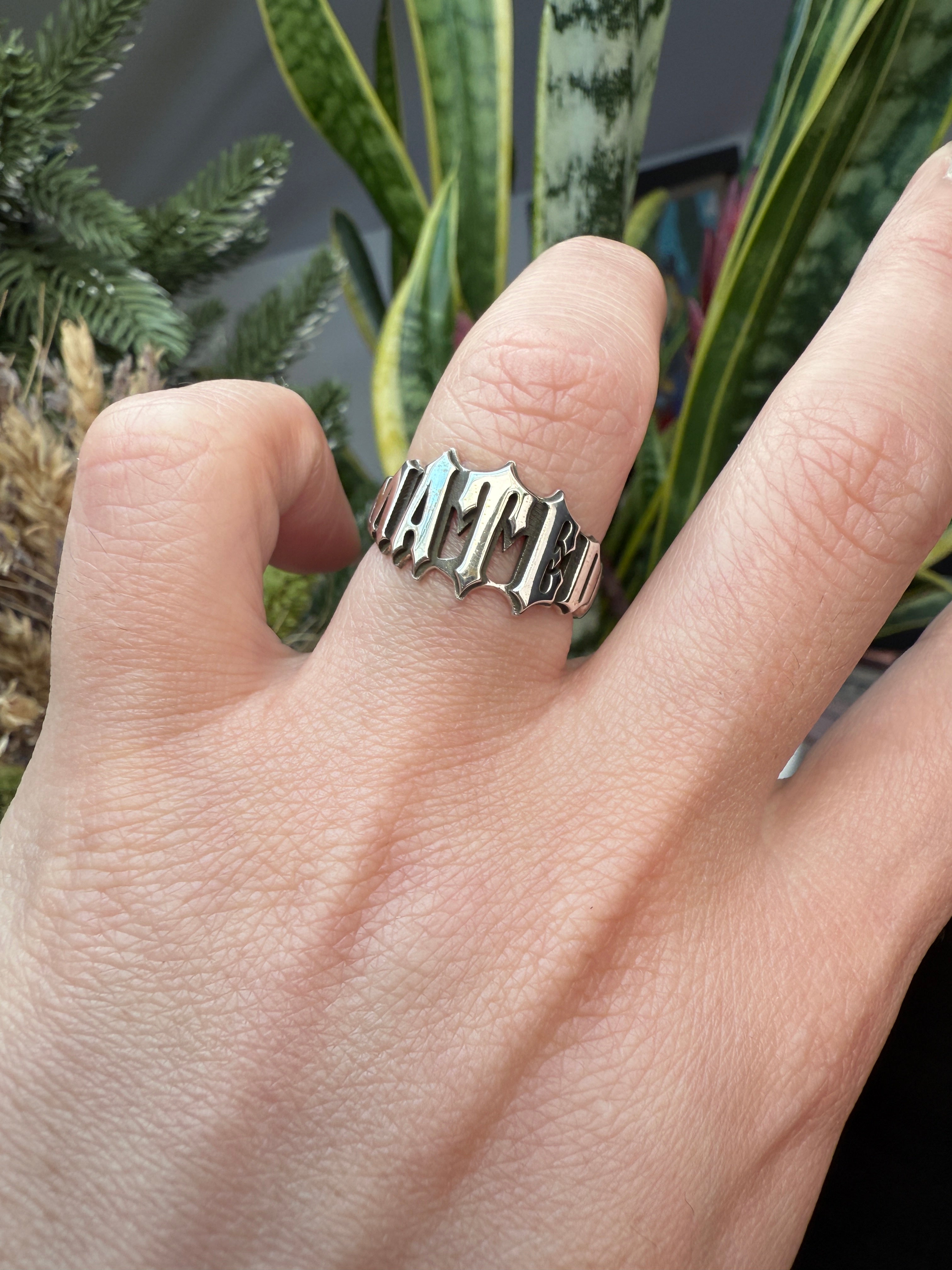 Custom Metal Name Ring - Sterling Silver
