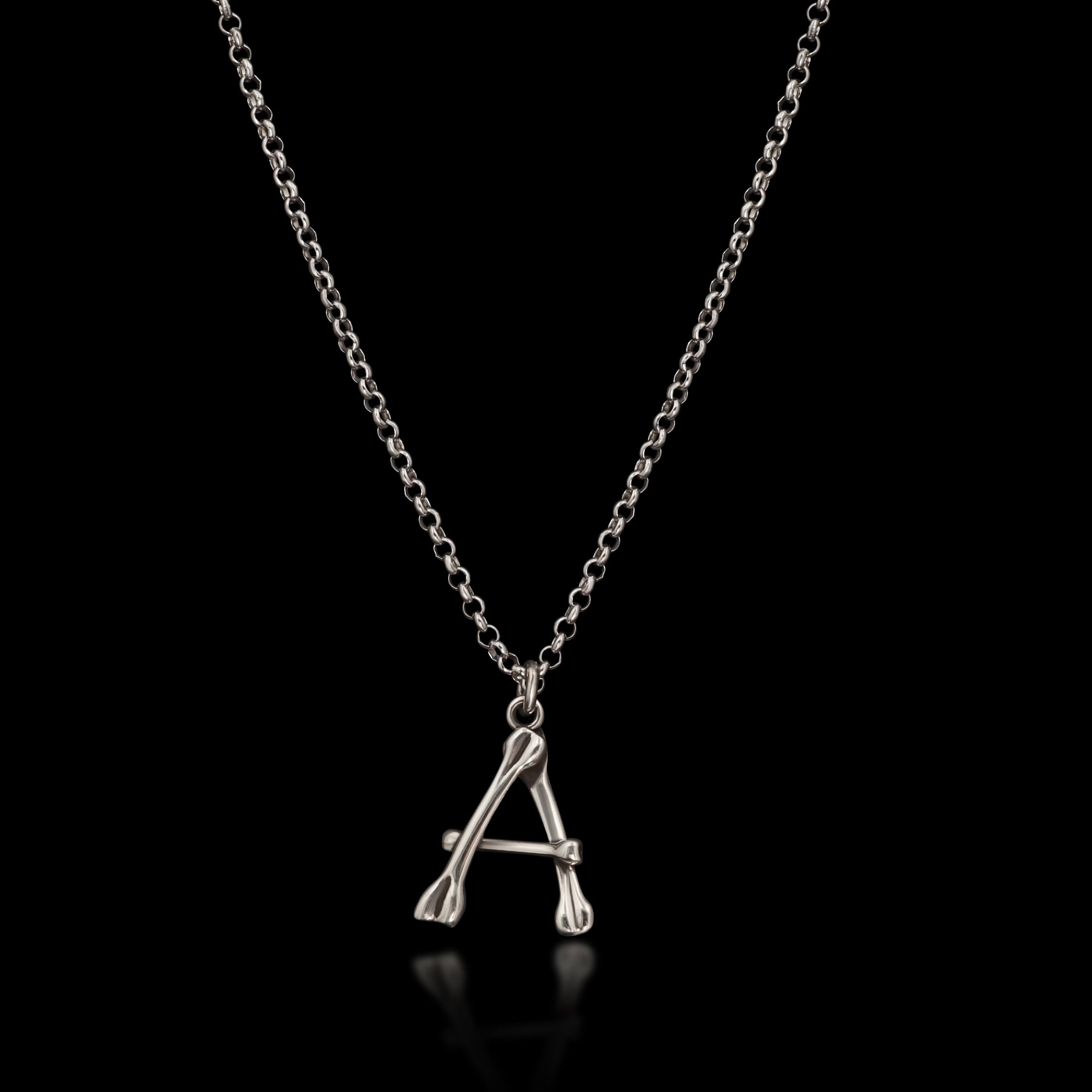 Silver Bone Initial Necklace