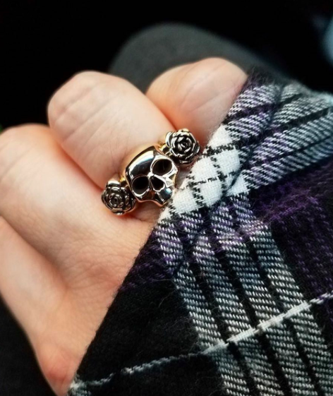 Skull And Roses Ring - Brass - Twisted Love NYC