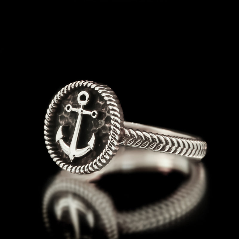 Ladies Anchor Ring - Sterling Silver - Twisted Love NYC