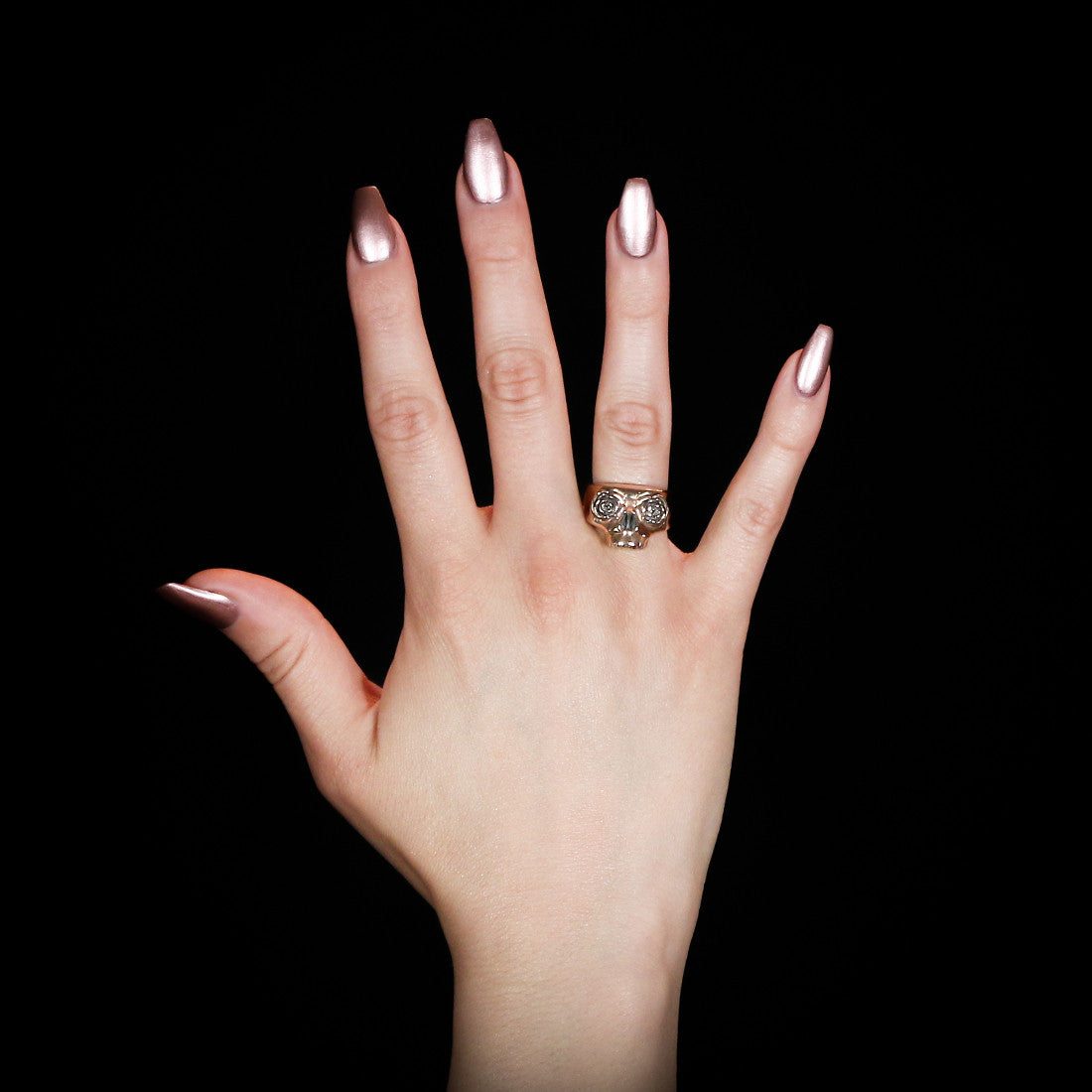 Half Skull Rose Eye Ring - Brass - Twisted Love NYC