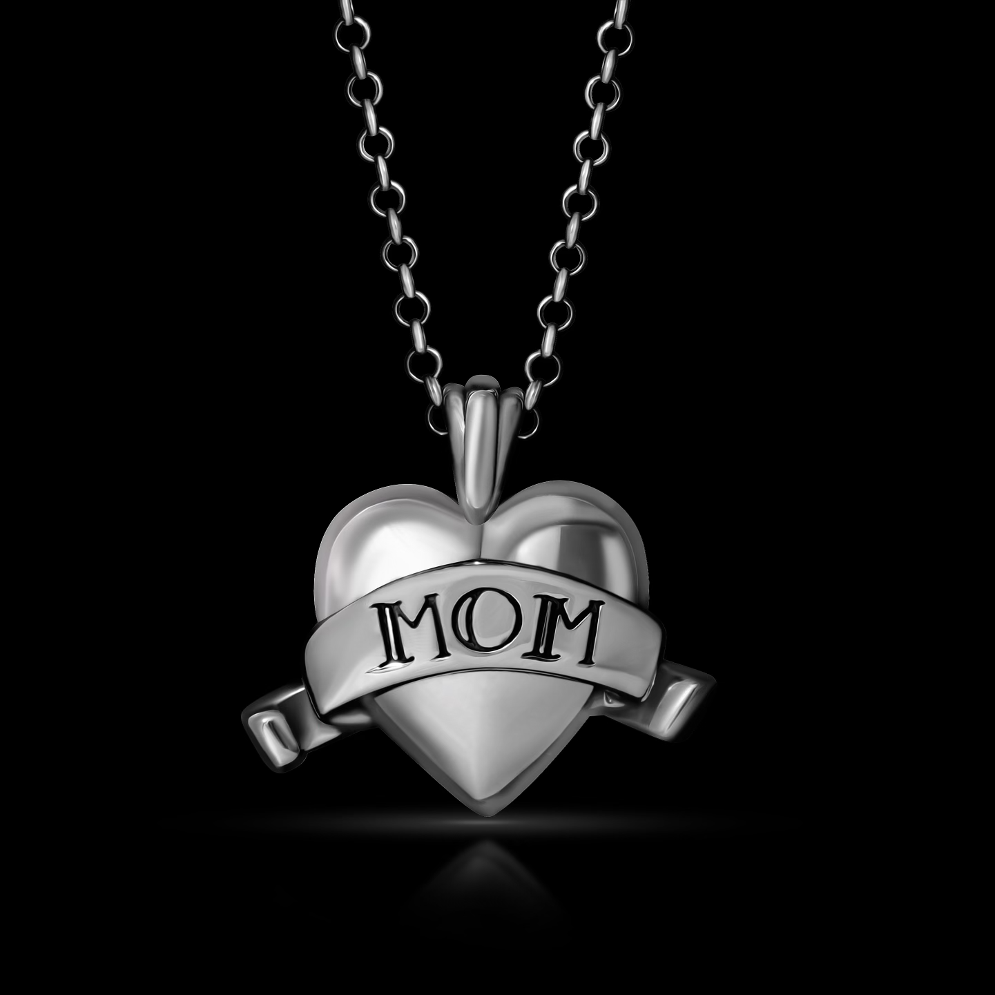 Mom Heart Necklace - Sterling Silver