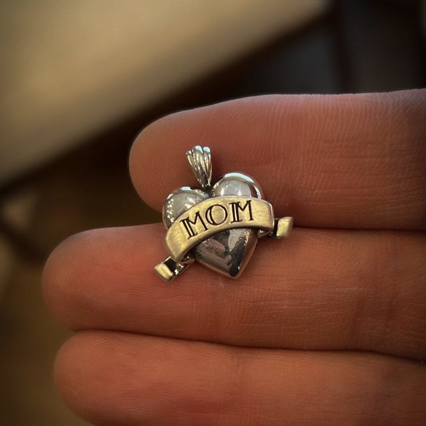 Mom Heart Necklace - Sterling Silver