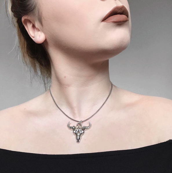 Cow Skull Necklace - Sterling Silver - Twisted Love NYC