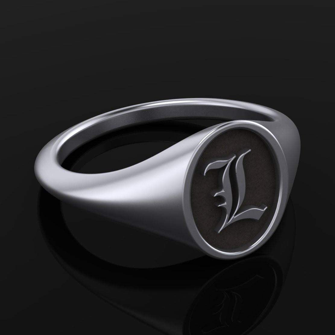 Goth Letter Signet Ring - Sterling Silver - Twisted Love NYC