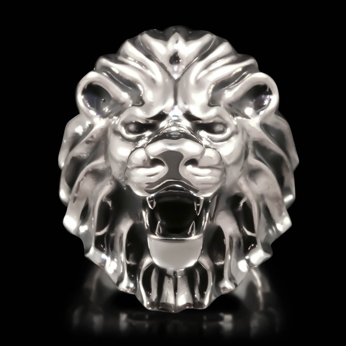 KING LION Ring for Men in Silver with Green Topaz Eyes by Ecks