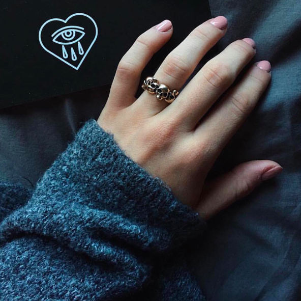 Skull Eternity Band - Brass - Twisted Love NYC