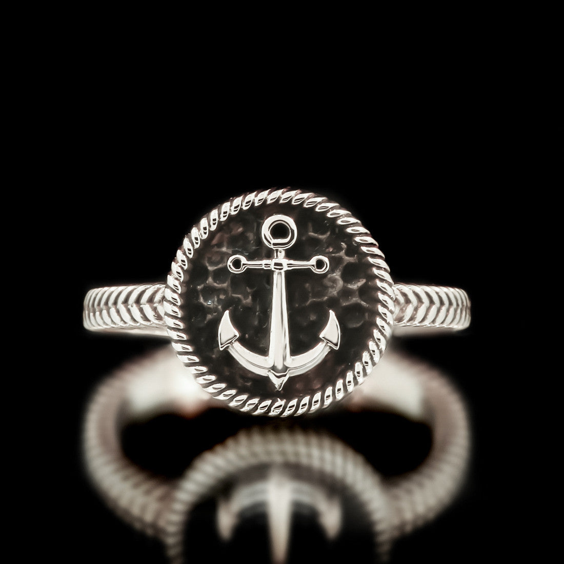 Ladies Anchor Ring - Sterling Silver - Twisted Love NYC