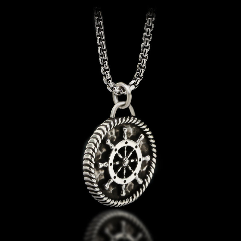 Boat Wheel Medal Necklace - Sterling Silver - Twisted Love NYC