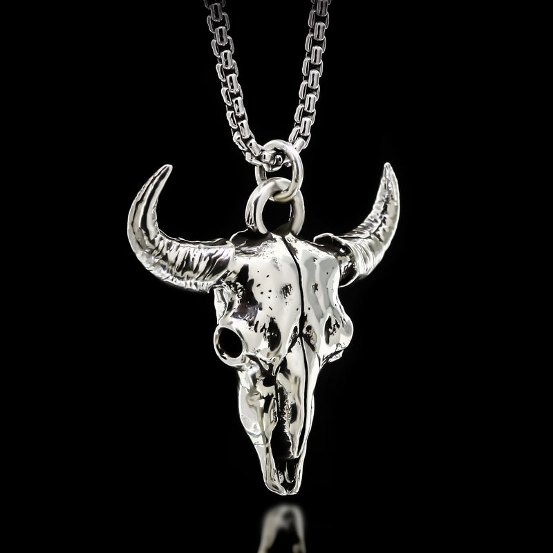 Cow Skull Necklace - Sterling Silver - Twisted Love NYC