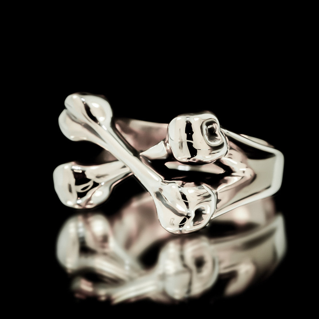 Crossed Tibia Ring Shinbone Sterling Silver Ring. 