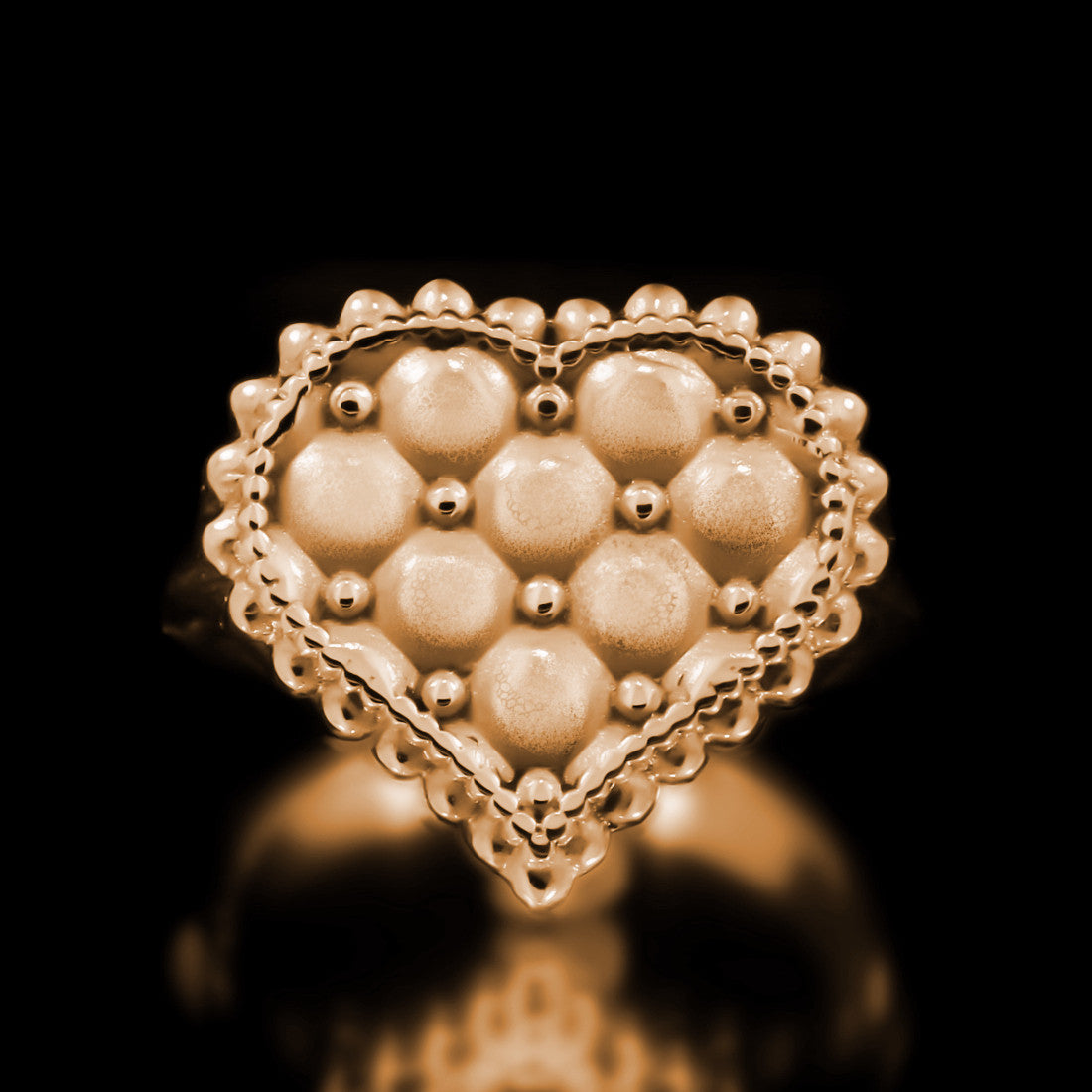 Cushion Heart Ring - Brass - Twisted Love NYC