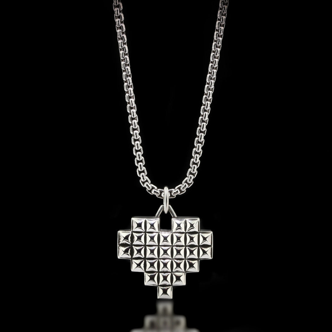 Pixelated Heart Necklace - Sterling Silver - Twisted Love NYC