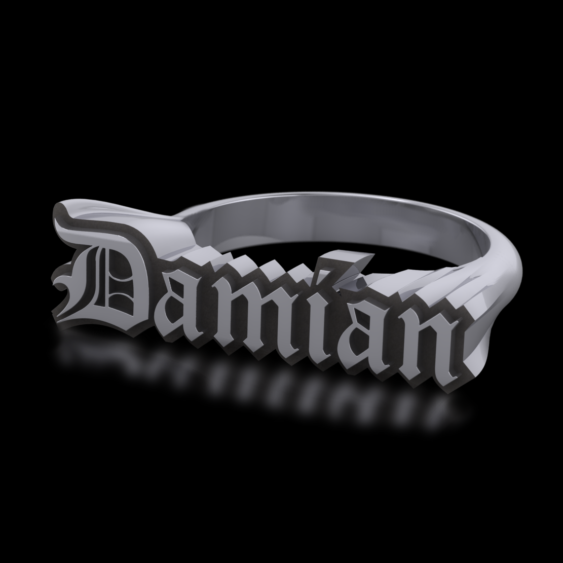 Custom Goth Name Ring - Sterling Silver