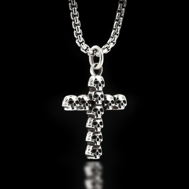 Skull Cross Necklace - Sterling Silver - Twisted Love NYC