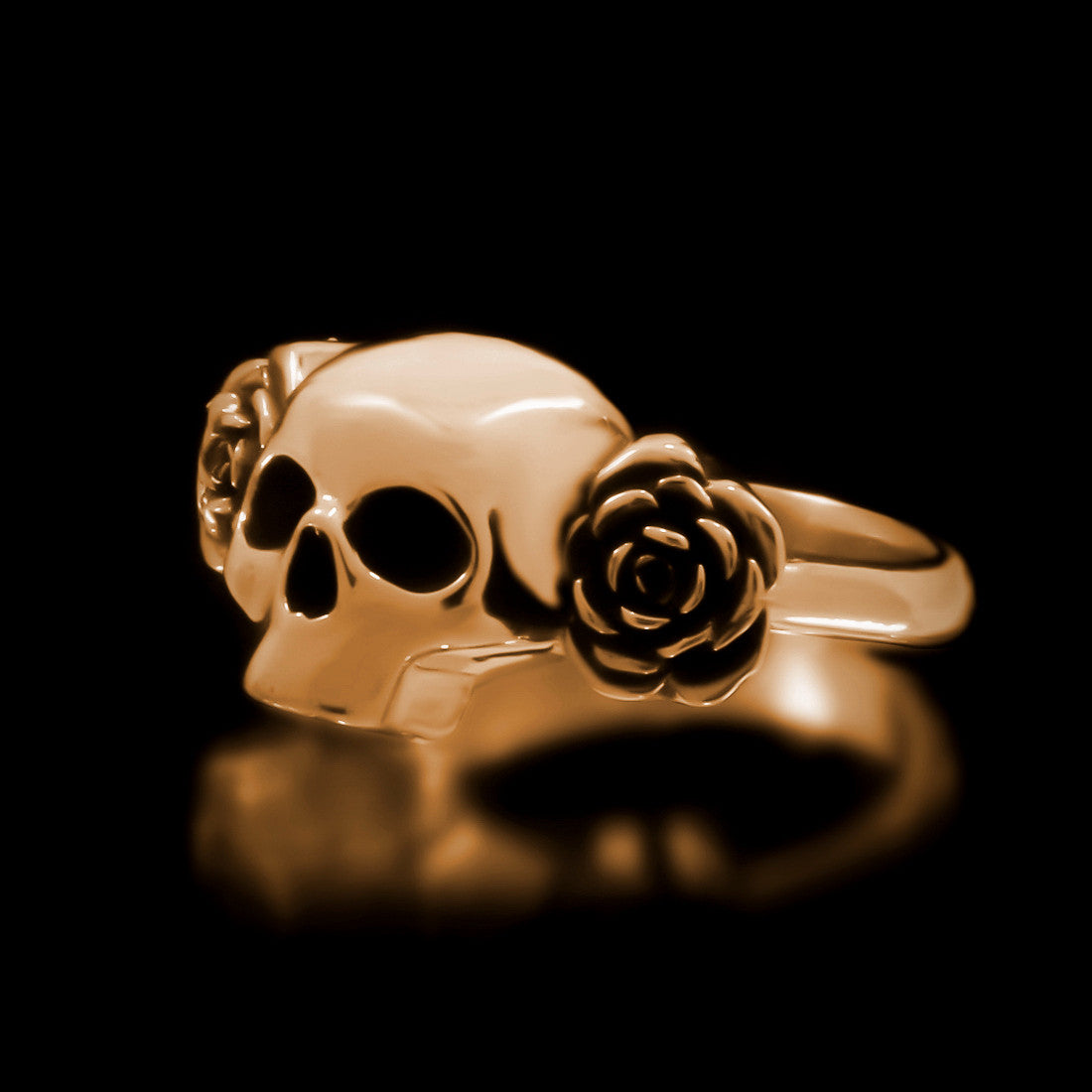 Skull And Roses Ring - Brass - Twisted Love NYC