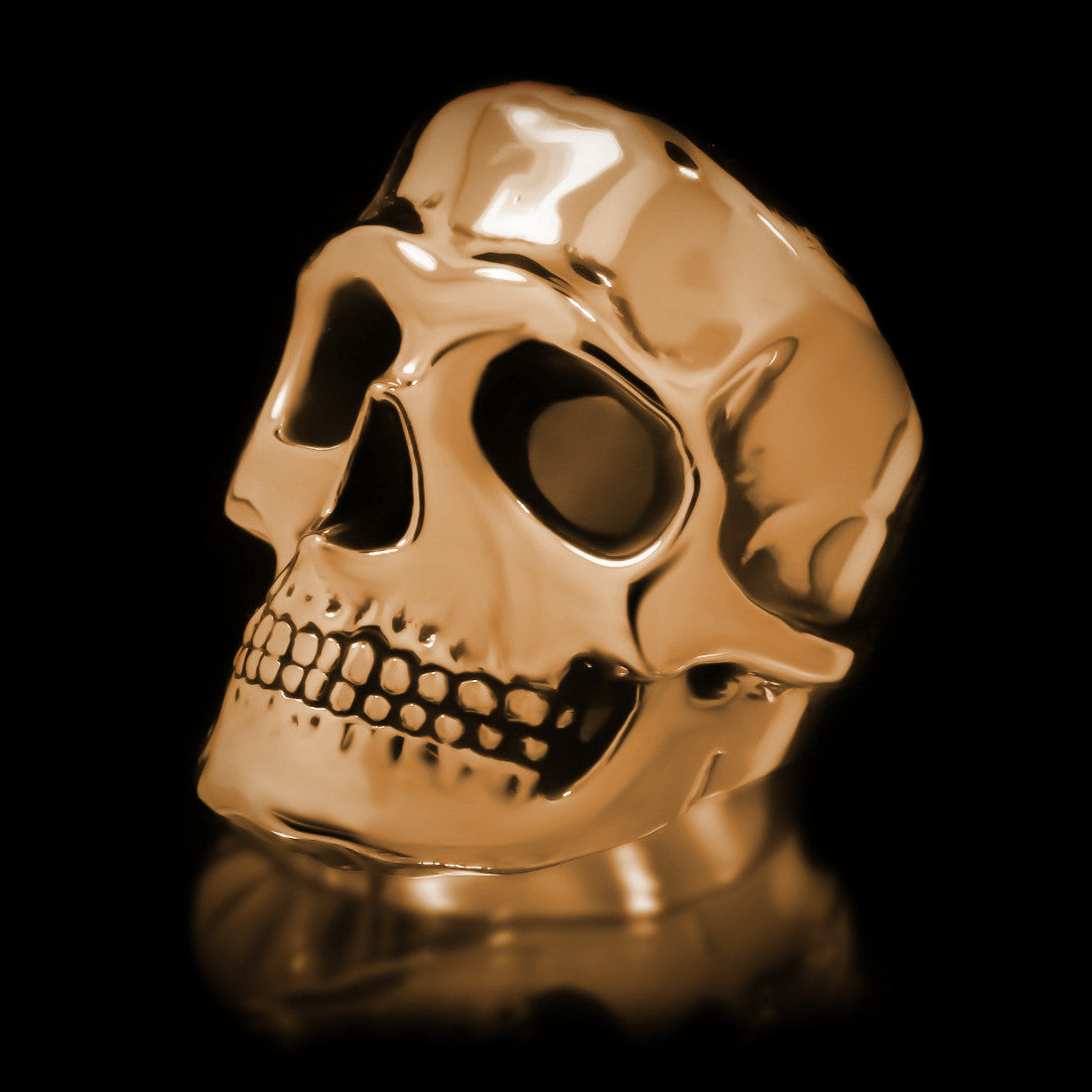 Valentino Crowned Skull Brass Dark Gold Fume Ring