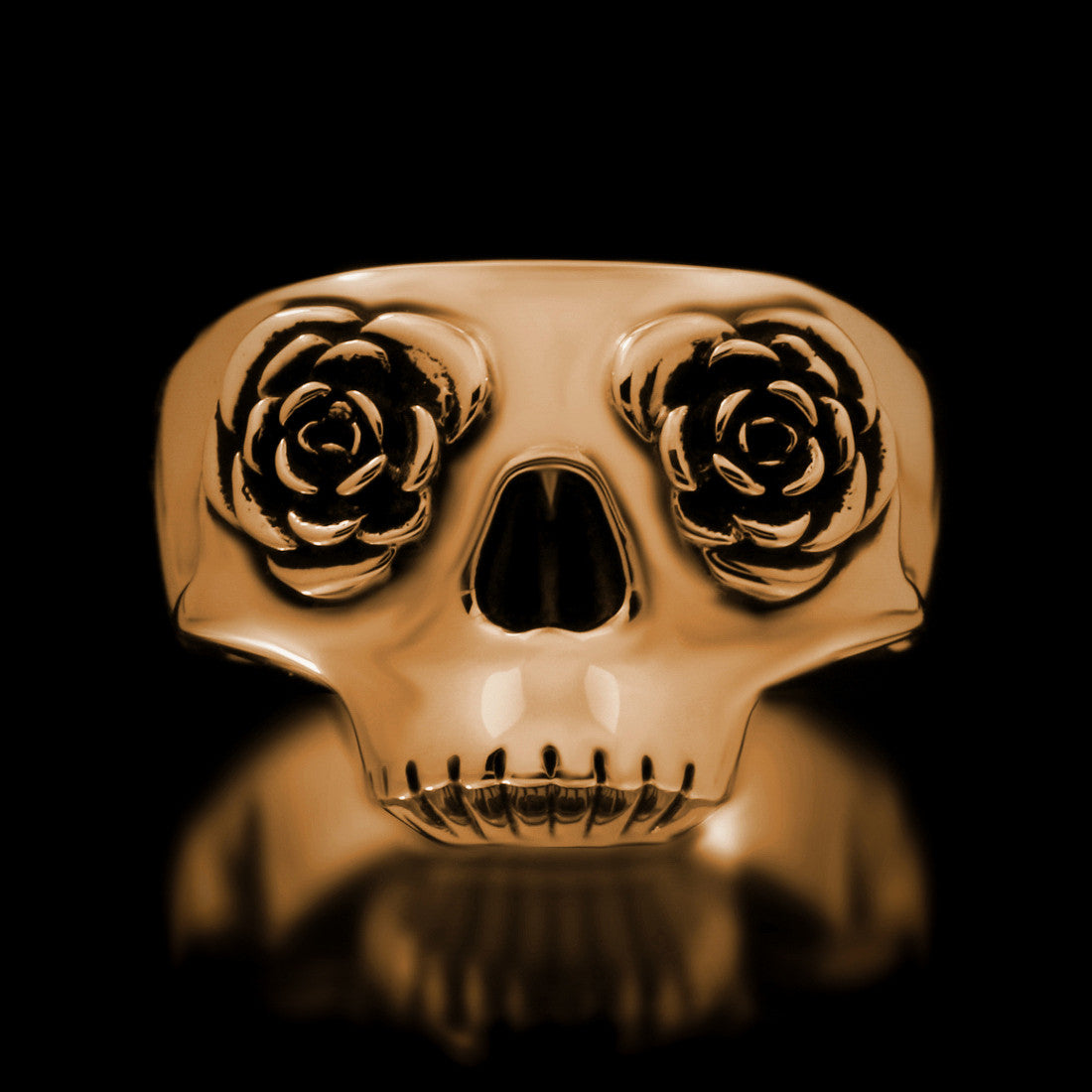 Half Skull Rose Eye Ring - Brass - Twisted Love NYC