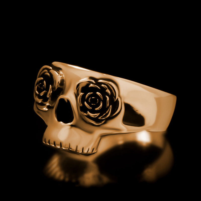 Half Skull Rose Eye Ring - Brass - Twisted Love NYC