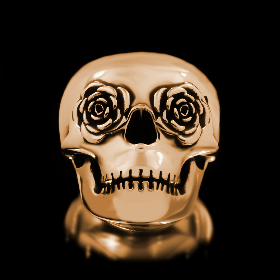 Classic Rose Eye Skull Ring - Brass - Twisted Love NYC