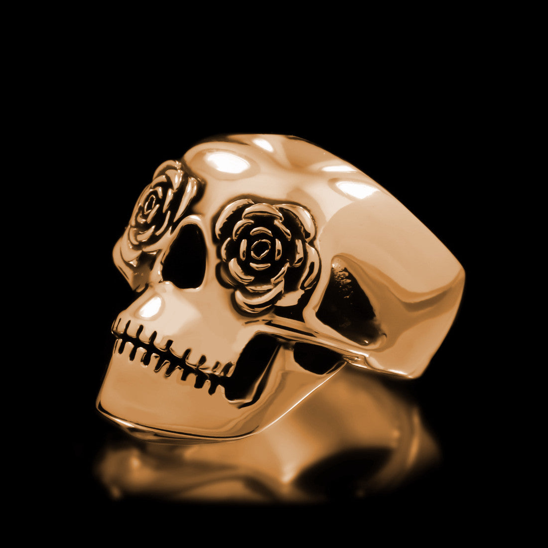 Classic Rose Eye Skull Ring - Brass - Twisted Love NYC