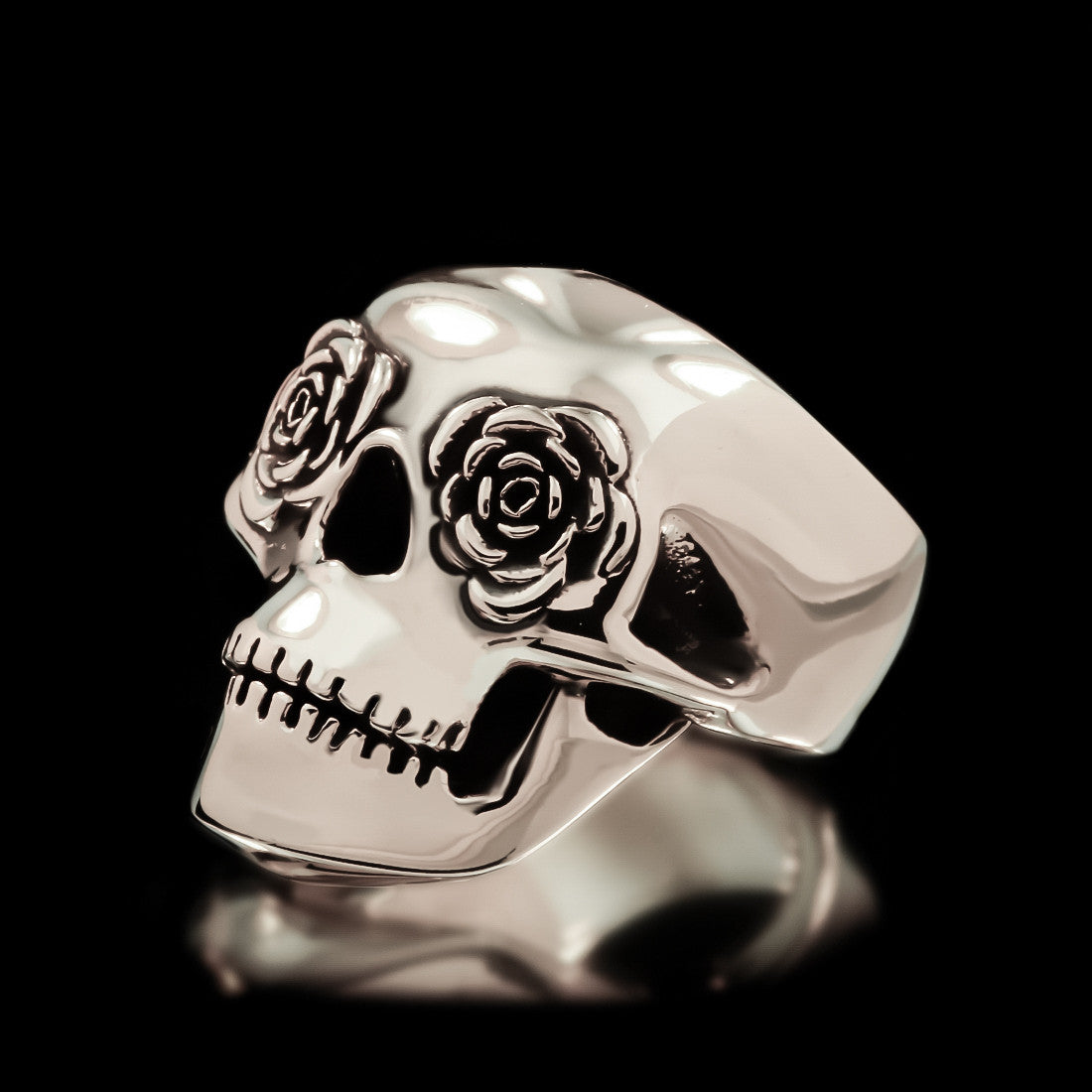 Classic Rose Eye Skull Ring - Sterling Silver - Twisted Love NYC